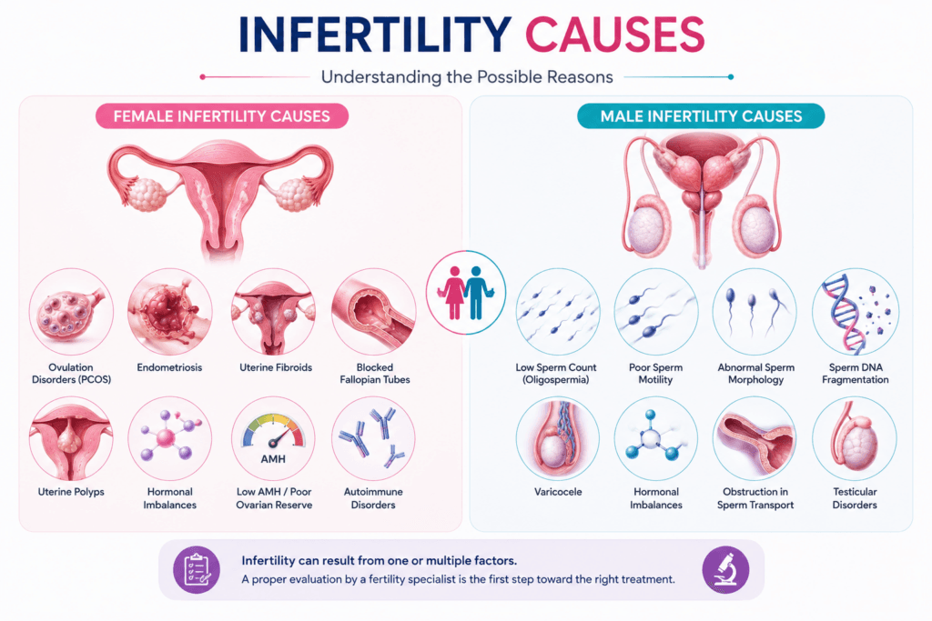 CAUSES OF INFERTILITY AND CONDITIONS - FEMALE INFERTILITY CAUSES AND MALE INFERTILITY CAUSES